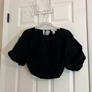 H&M Black Puff Sleeve Blouse